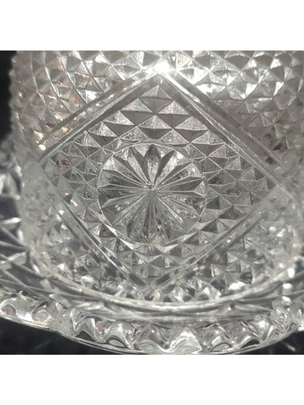 Glass Covered Butter Dish  Raised Diamond Cut Starburst Avon By Fostoria Vintage